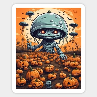 Alien invasion on the pumpkin patch Magnet